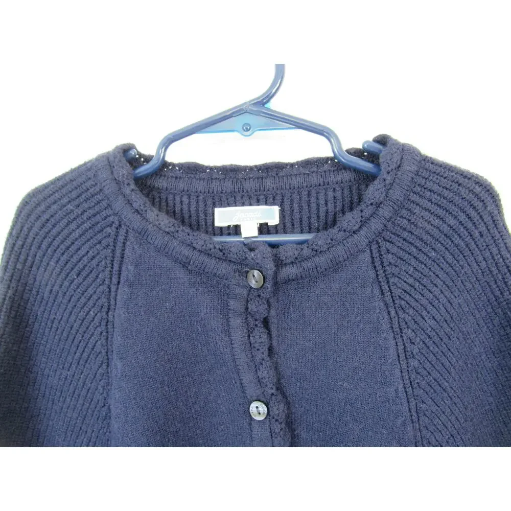 Jacadi Paris Girls 10-12 Knit Sweater Button Front Cape Pocho Navy Blue Wool